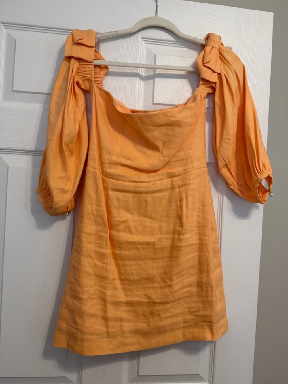 Gianni Bini Peach-Orange Mini Dress with Puff Sleeves